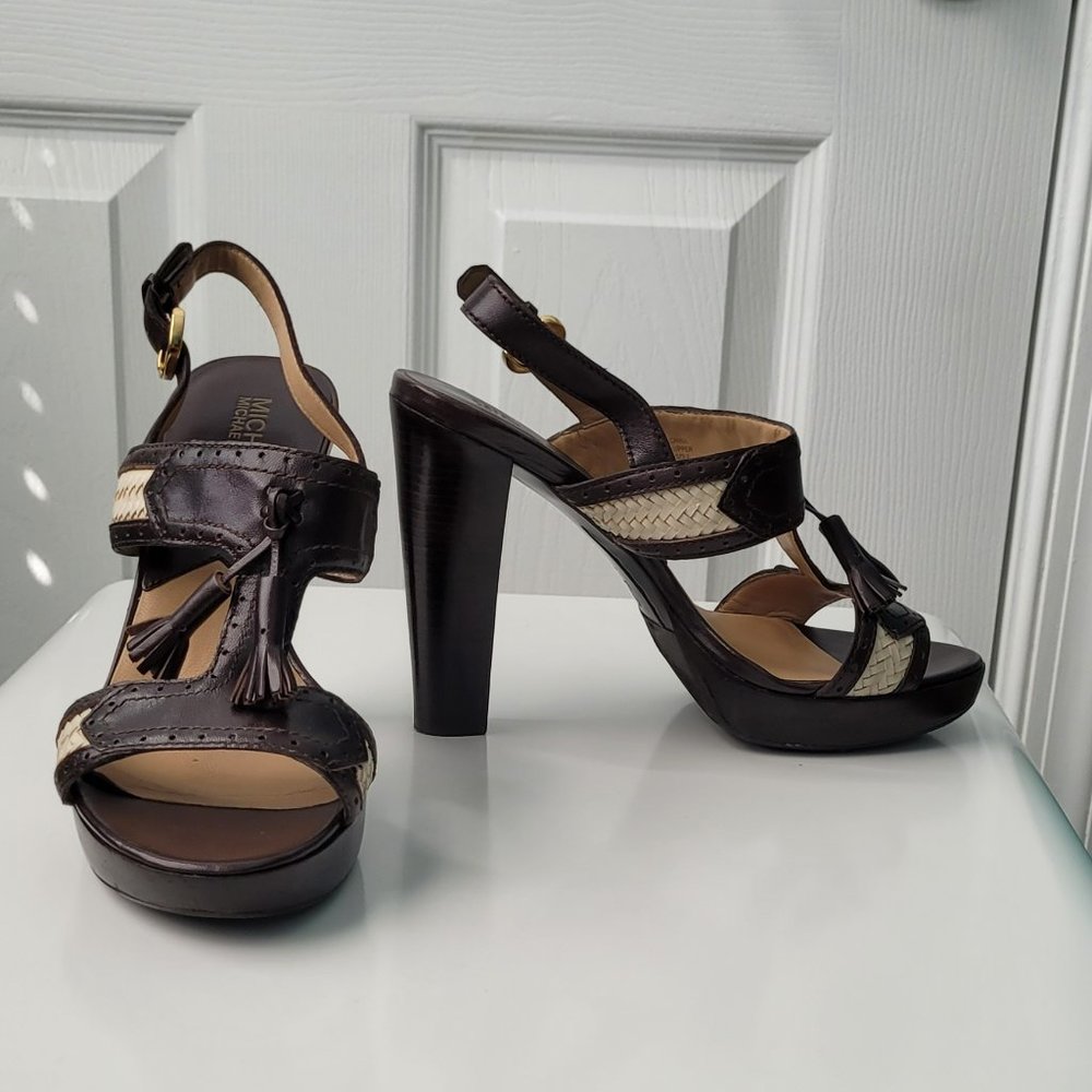 Michael Kors High Heeled Platform Sandals with Tassel Details Size 7